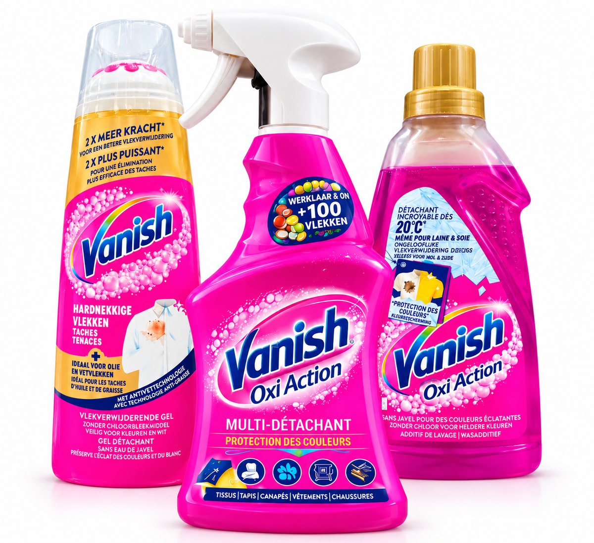 Vanish Oxi Action Vlekverwijderaar Set – 3-delig – Gel, Spray & Wasadditief – Voor Hardnekkige Vlekken