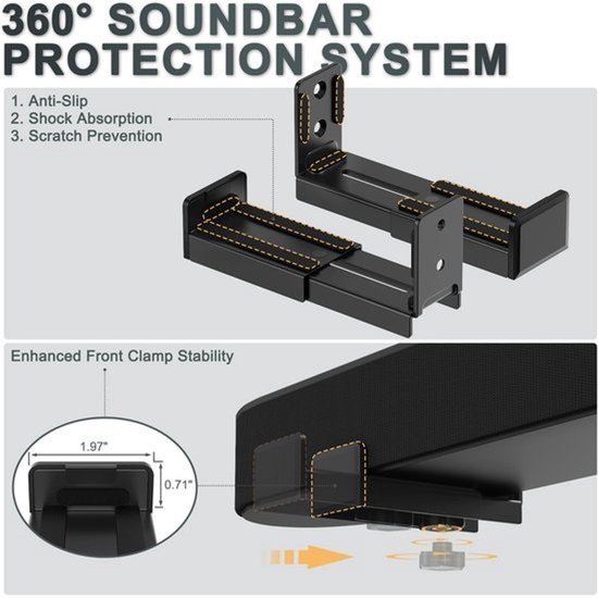 Solidchoice - Universele soundbarwandbeugel - Verstelbare diepte — afbeelding 2