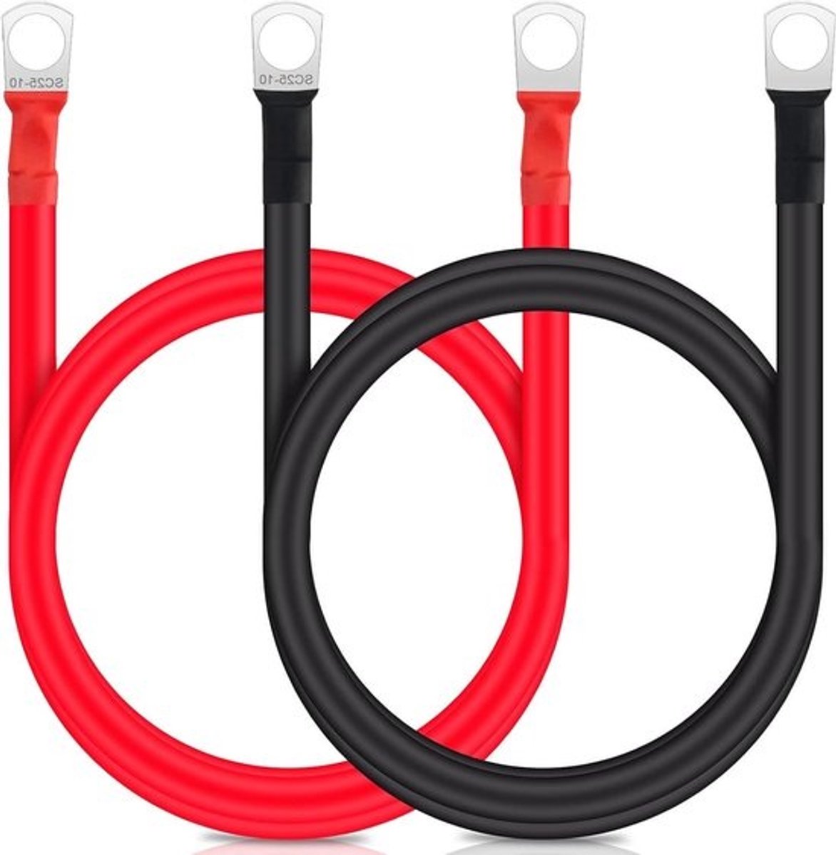 Accu-omvormerkabelset - 1 meter - 25mm² - 12V - Rood/zwart - Auto, motorfiets, zonne-camper en scheepvaart
