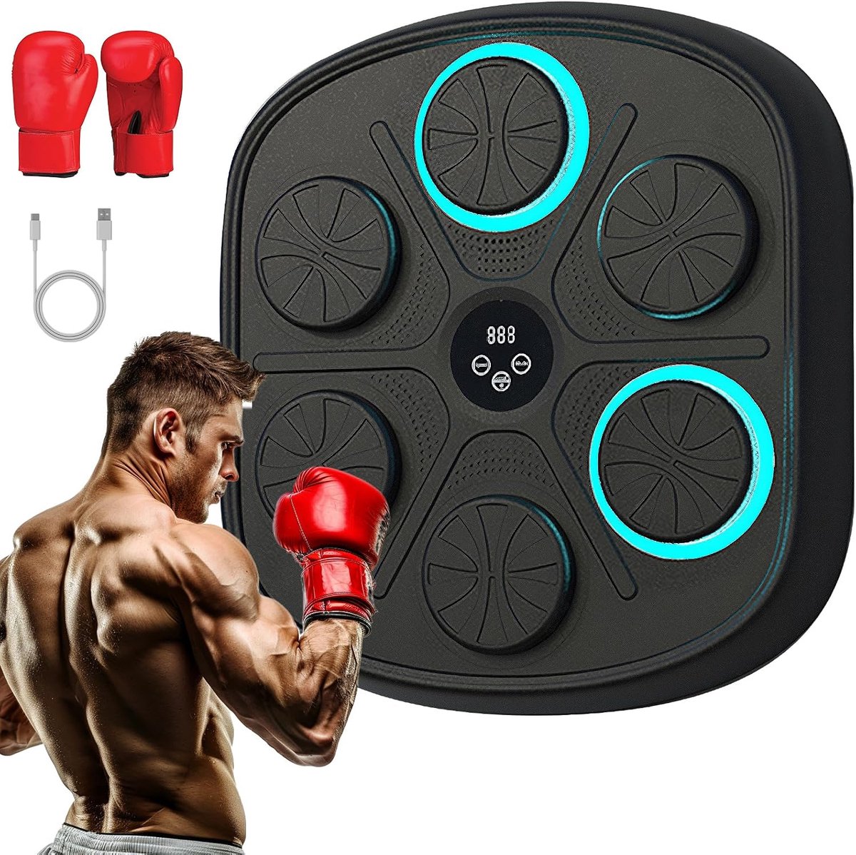 Muziek Boksmachine - 2024 Smart Bluetooth Boksmachine Wandmontage - Muziek Boksmachine voor Volwassenen en Kinderen - Thuis Workout Boksen Doel Machine