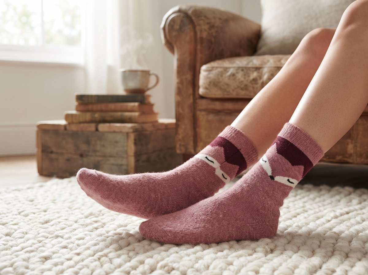 Wol Dames Sokken - Huissokken - Wandelsokken - roze - rood - leuke print vos - 36 - 40 - warm - cadeau voor haar - gift