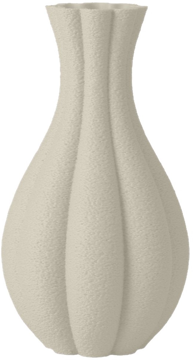 Layvo Fenno Vaas - Crème - 20 cm - droogbloemen vaas - japandi - gerecycled plastic