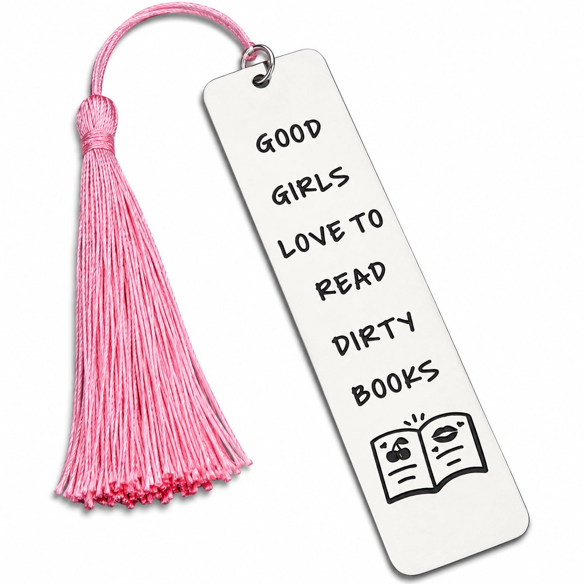 Nina’s Giftshop® Boekenlegger Metaal – “Good Girls Love to Read Dirty Books” – Grappige Bladwijzer – Spicy Book Cadeau – Cadeau voor Boekenliefhebber – Roze Kwast