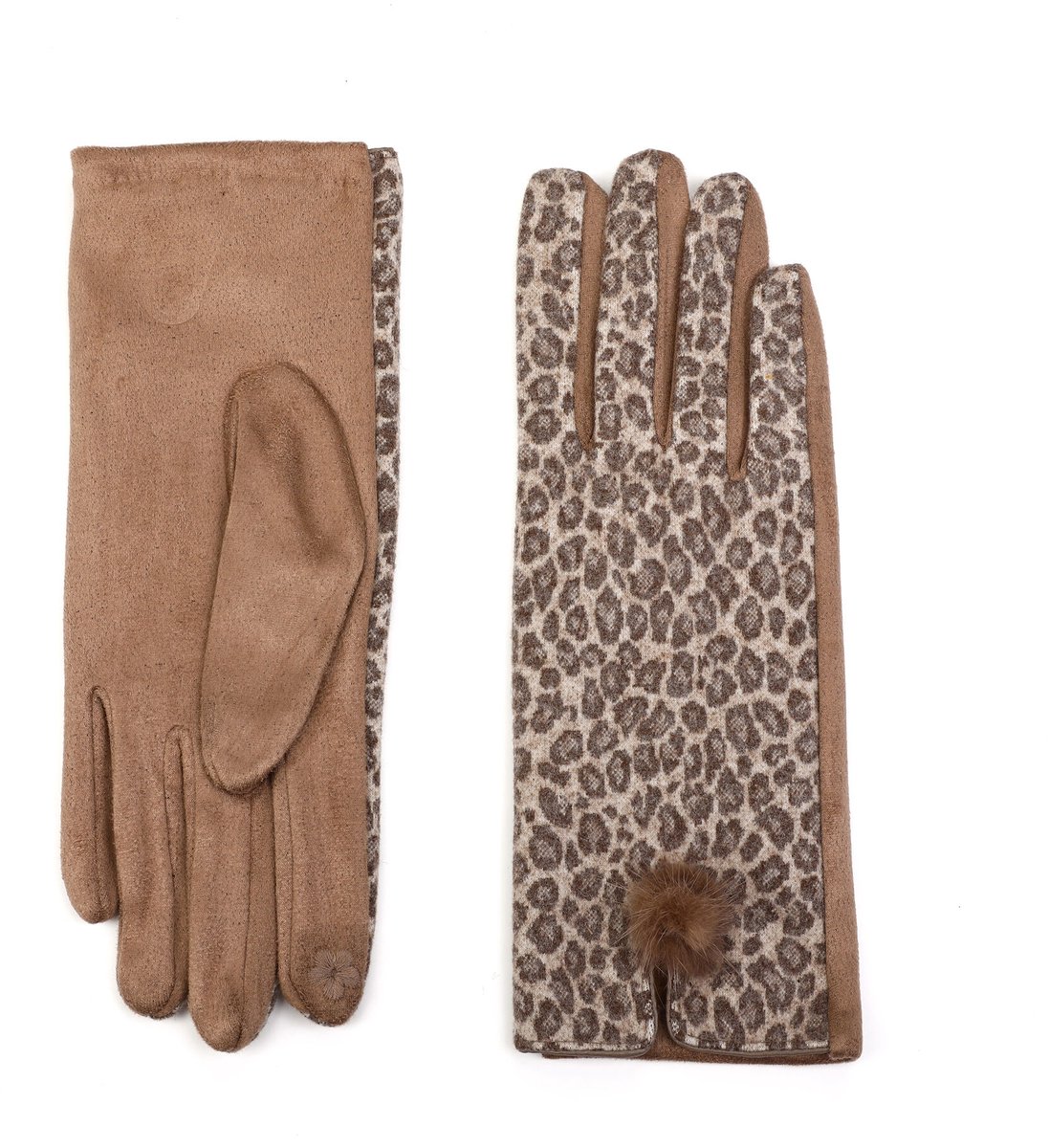 Bruine handschoenen in luipaardmotief