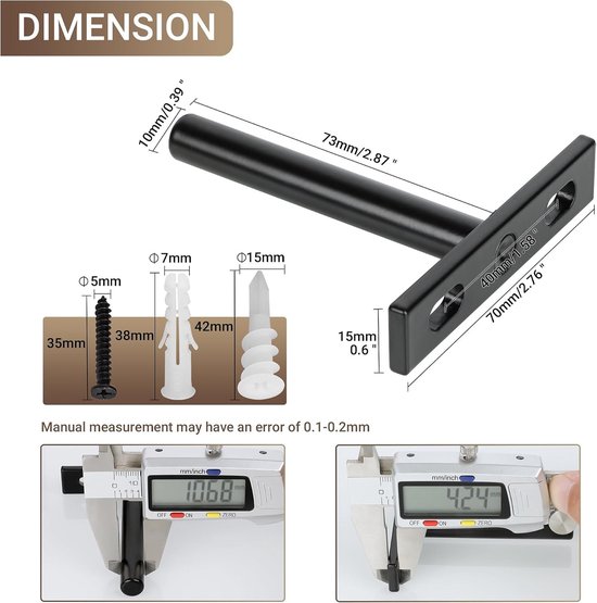 Zware Onzichtbare Steunbeugels voor Wandplanken - T-vormige Metalen Beugels voor Houten Planken, Matte Zwart, 8 Stuks, Ideaal voor Thuis en Kantoor Decoratie — afbeelding 4