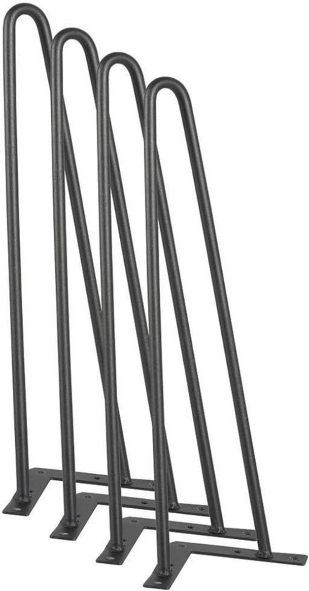 4 Stuks Haarspeld Tafelpoten Zwart Metaal 40 cm - Inclusief Schroeven voor Salontafel of Eettafel