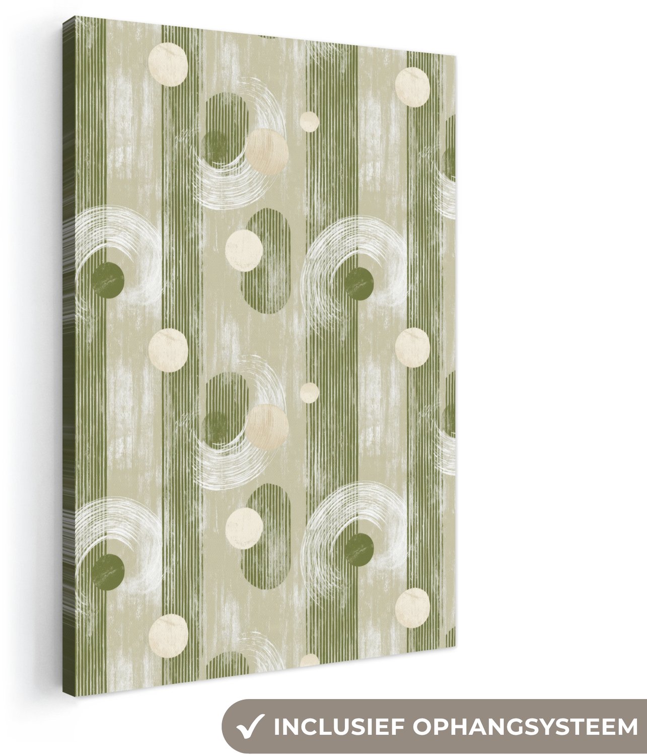 Canvas schilderij 60x90 cm - Exclusieve wanddecoratie Artistiek - Modern - Groen - Muurdecoratie woonkamer - Slaapkamer decoratie - Kamer accessoires - Schilderijen op canvas