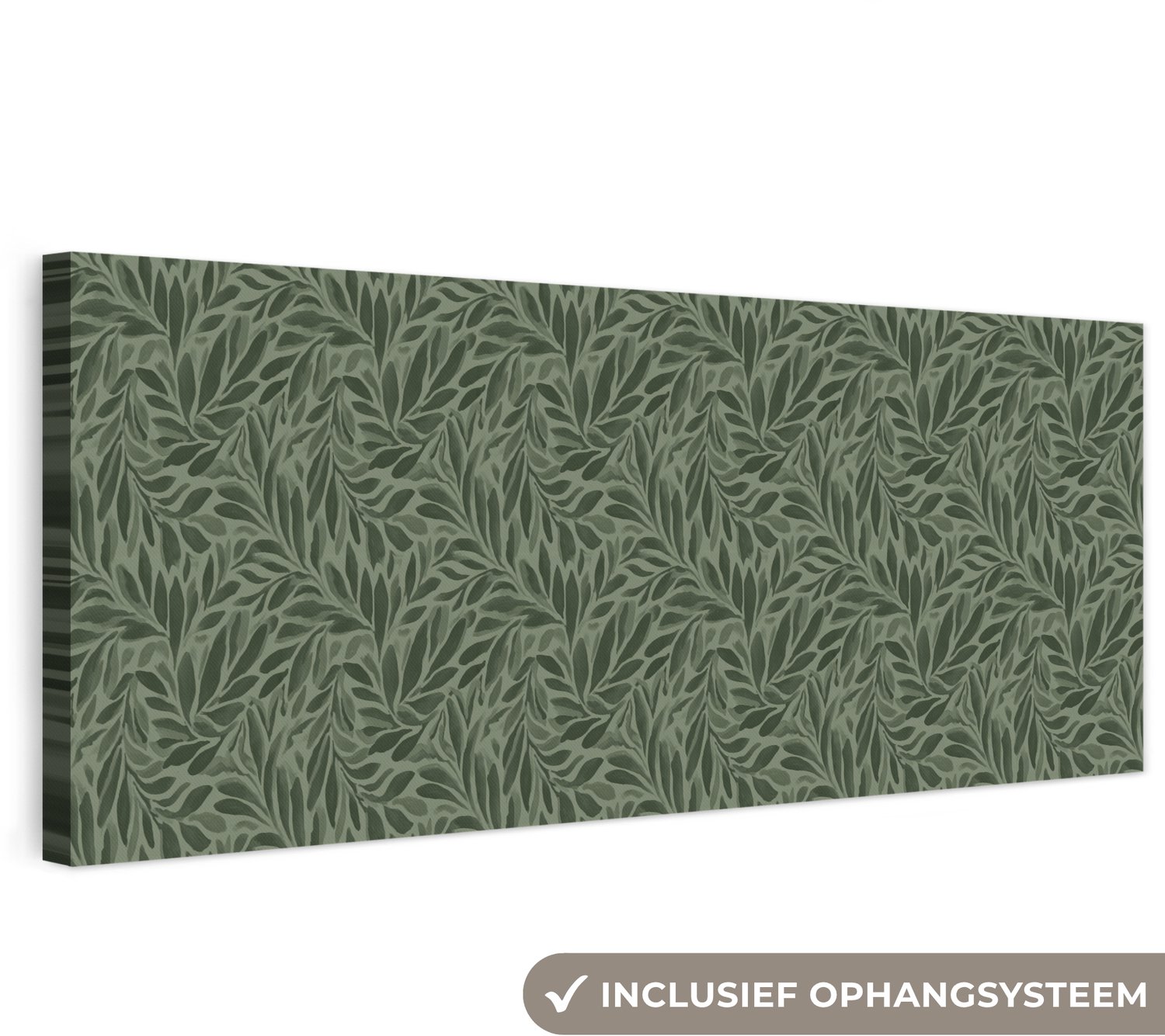 Canvas schilderij 180x60 cm - Exclusieve wanddecoratie Bladeren - Organisch - Groen - Muurdecoratie woonkamer - Slaapkamer decoratie - Kamer accessoires - Schilderijen op canvas groot XXL