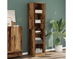 Antieke Opbergkast van Meerlaags Hout 50 x 50 x 200 cm – Hoge Smalle Kast met Ruime Opbergruimte en Tijdloze Houtlook voor Woonkamer, Hal, Slaapkamer en Kantoor