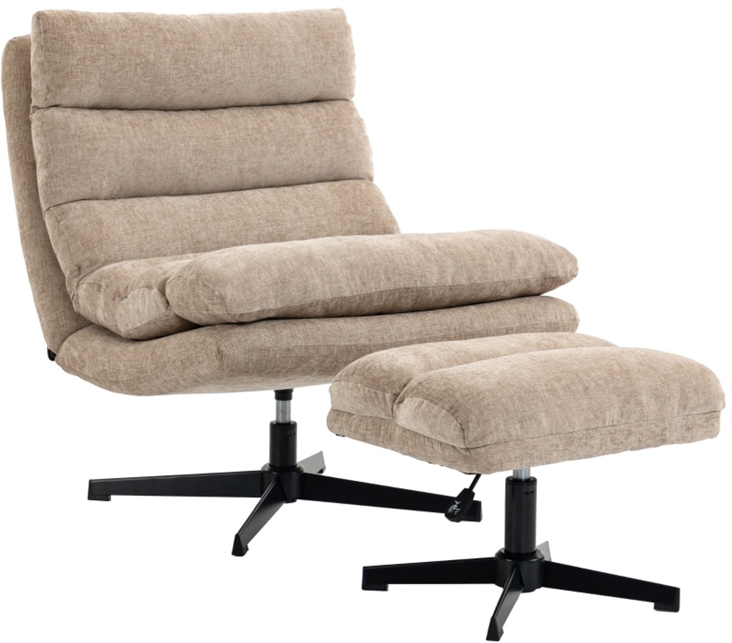 CHICFURN Fauteuil - 360 graden draaibaar - Met verstelbare voetenbank - Bruin