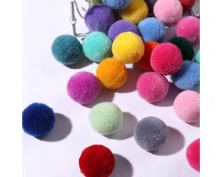 Duories Kleurrijke Pompons om te Knutselen - 50 Stuks, 30 mm Ballen voor Pasen, Kerstmis, Handwerk, Doe-het-zelf en Tafeldecoratie