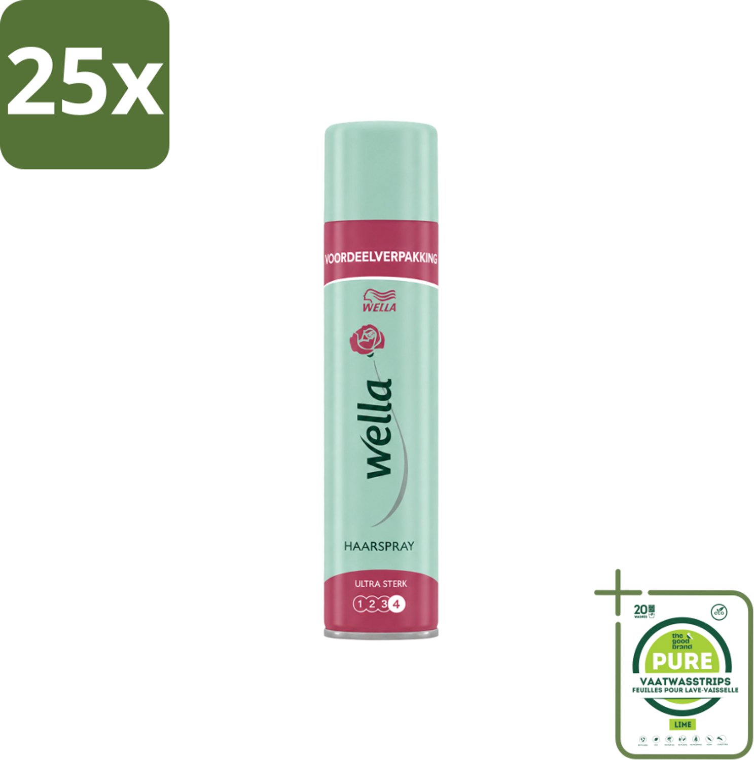 25 x Wella – Ultra Strong Hold – Haarspray – 400 ml - Grootverpakking - Vaatwasstrips - Haarspray - Haartypen - UV Bescherming - Fixatie - Haartypen