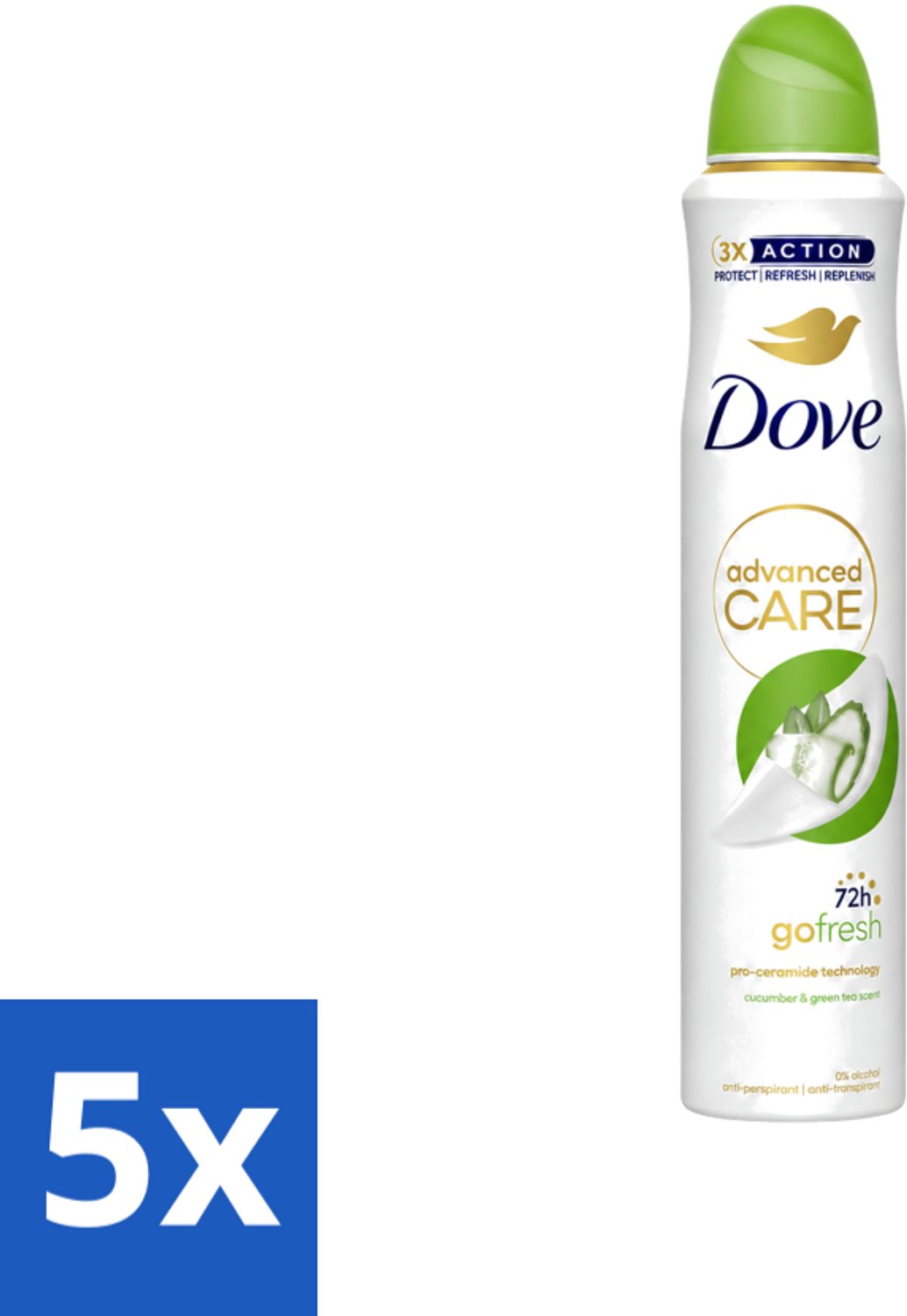 5 x Dove Deodorant Spray - Komkommer & Groene Thee - 200 ml - Voordeelverpakking - 5 stuks