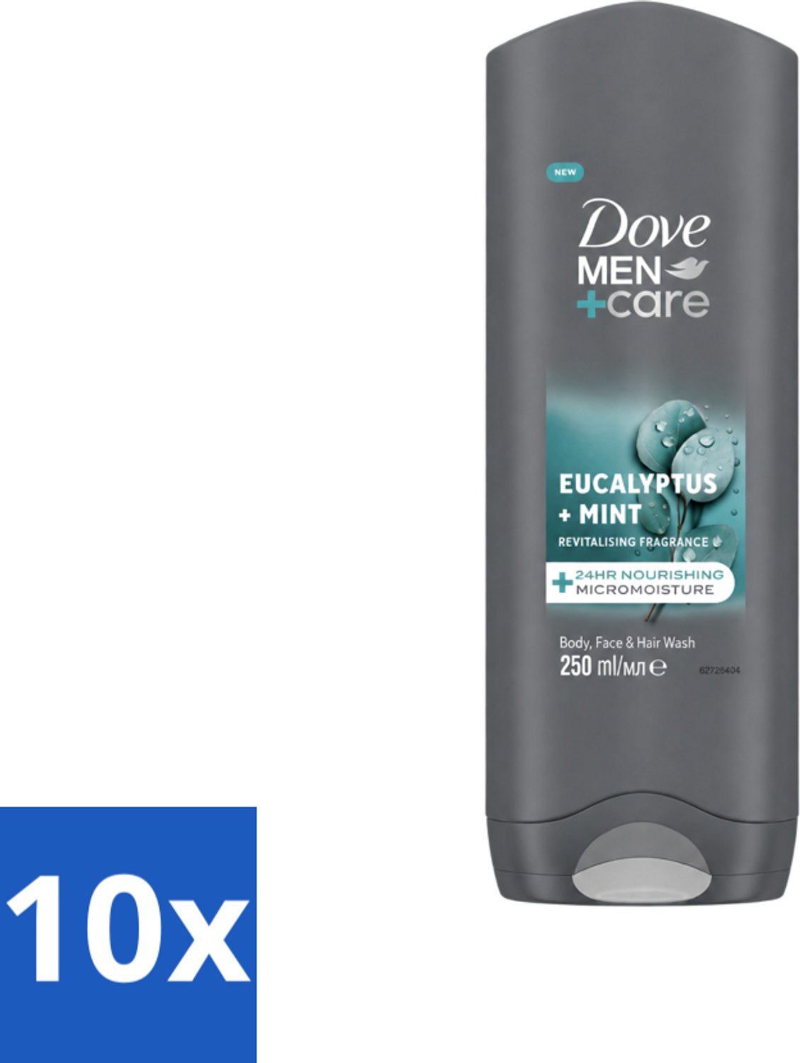 10 x Dove Men+Care Douchegel - Eucalyptus & Mint - 250 ml - Voordeelverpakking - 10 stuks