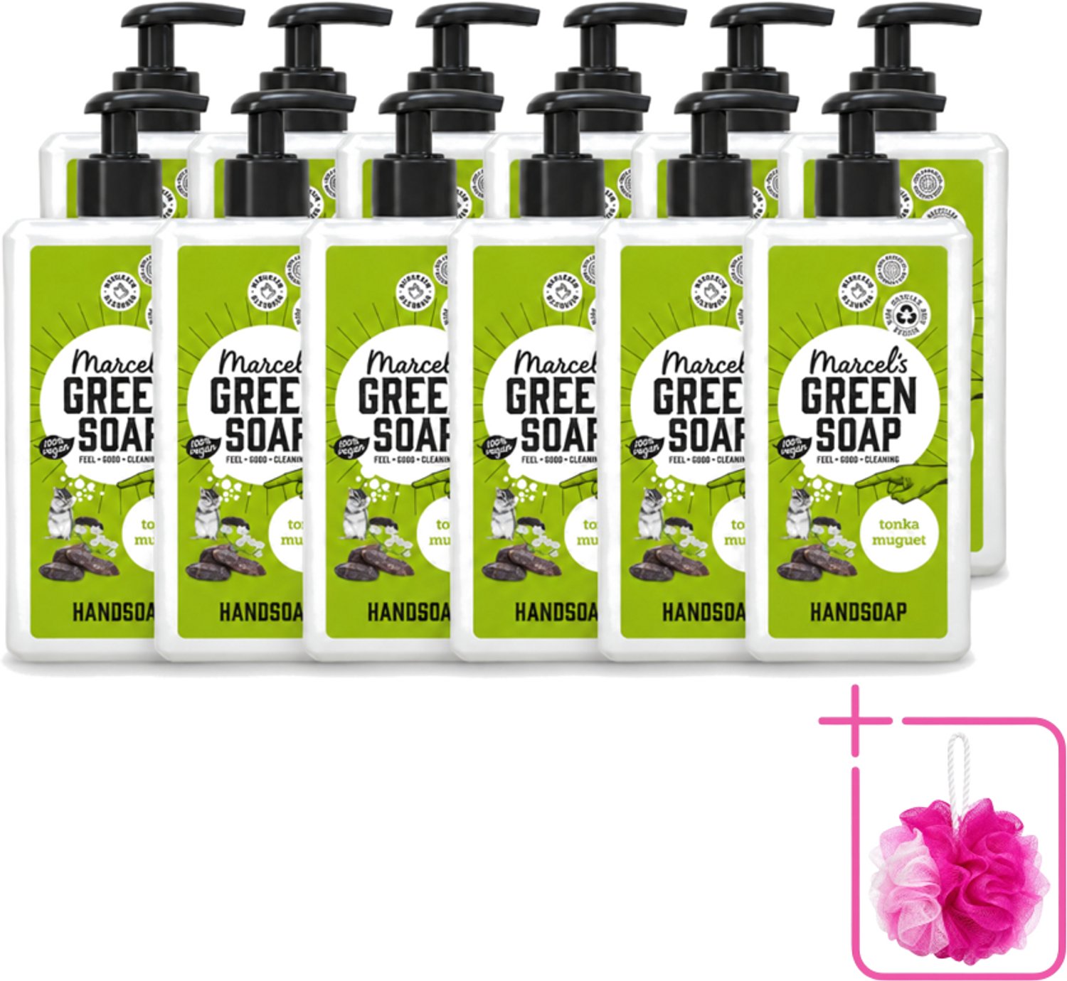 12 x Marcel's Green Soap - Handzeep - Tonka & Muguet - Zachte verzorging - 500 ml - Bulkverpakking - Handzeep - Douchemop - Natuurlijke handzeep