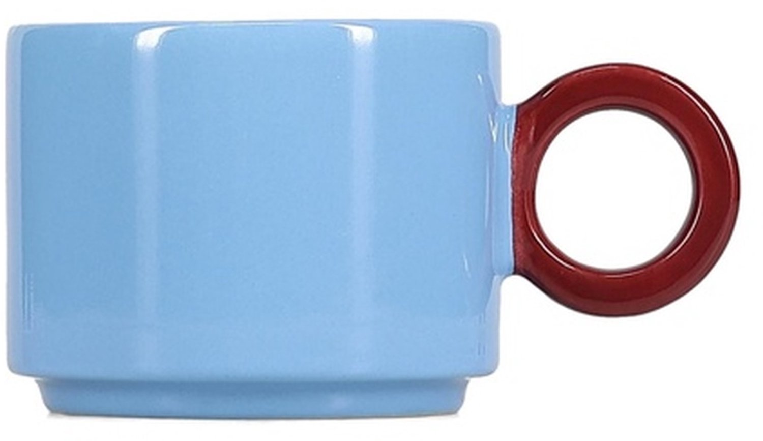 Fameilleur beker 28cl light blauw/bordeauxrood roze Lou - stenen drinkbeker en mok, voor koffie, thee, water en limonade, vaatwasser- en magnetronbestendig, voedselveilig, servies voor thuis, restaurant en horeca, mooi als cadeau