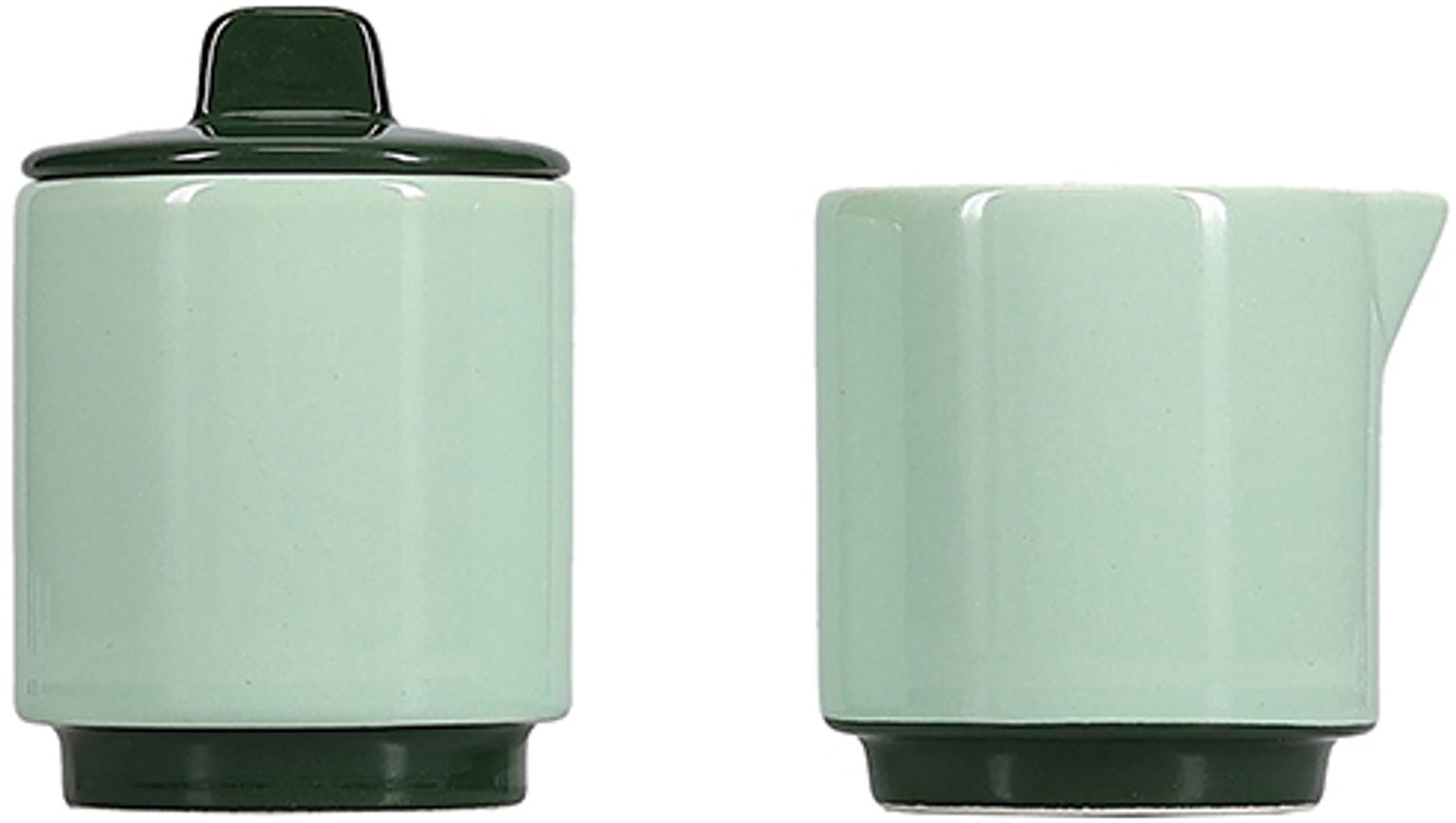 Fameilleur melkkan en suikerpot 13cl groen Duo - stenen roomkan en sauskan, voor melk, room en saus, vaatwasser- en magnetronbestendig, voedselveilig, servies voor thuis, restaurant en horeca, mooi als cadeau