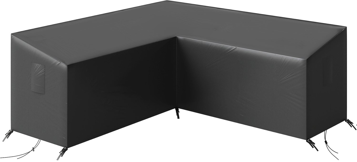 Outsunny Meubelhoes waterdicht voor loungeset - Tuinmeubelhoes - Beschermhoes - Hoekbankhoes - Zwart