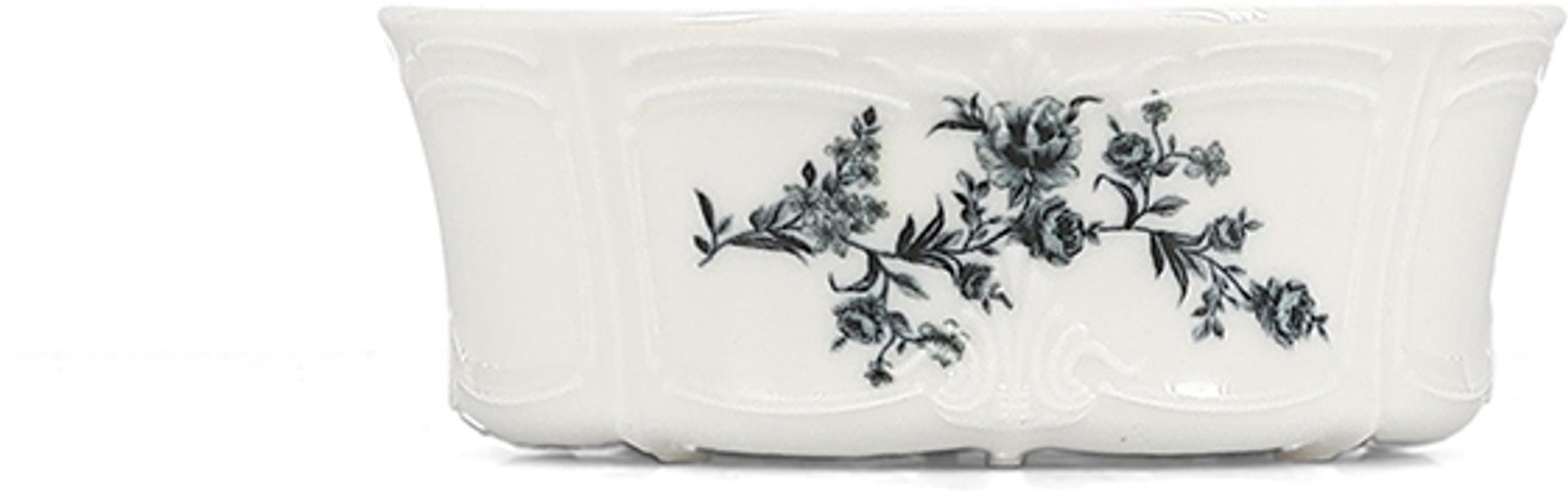 Fameilleur kom 13xH5cm zwart flower Retro set van 4 - porseleinen serveerkom en schaaltje, voor ontbijt, muesli, soep, dessert, snacks en bijgerechten, vaatwasser- en magnetronbestendig, voedselveilig, servies voor thuis, restaurant en horeca