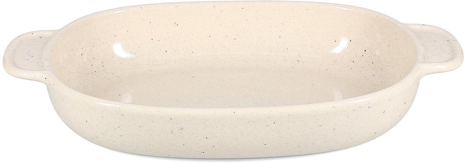 Fameilleur ovenschaal 41x24xH6,5cm vanille zachtroze - stenen braadslee en serveerschaal, voor ovenschotels, lasagne, gratin en desserts, vaatwasser- en magnetronbestendig, ovenbestendig, voedselveilig, servies voor thuis, restaurant en horeca