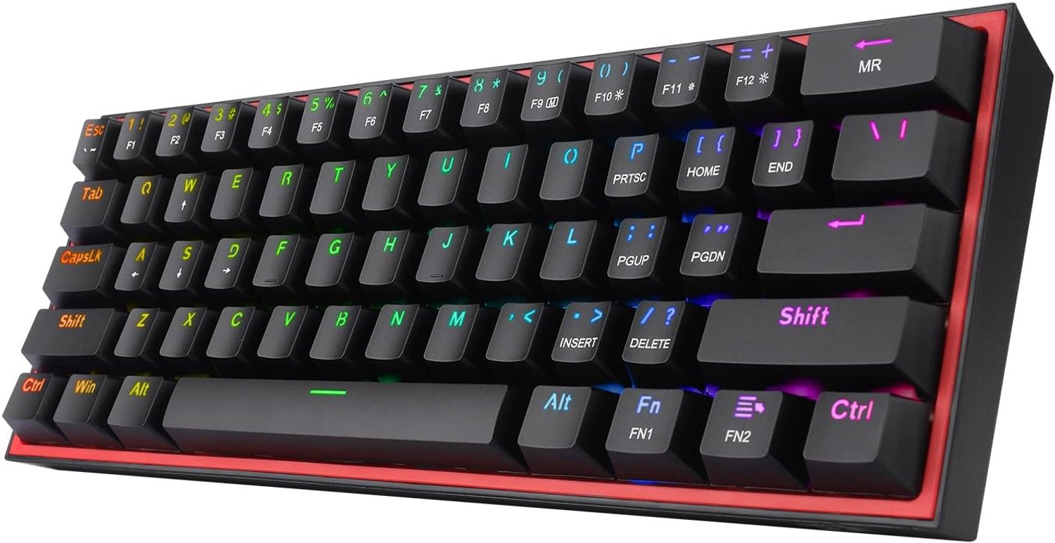 REDRAGON Fizz K617 - Mechanische Gaming Toetsenbord - RGB - Ergonomisch - 60% - Red Switch - Zwart