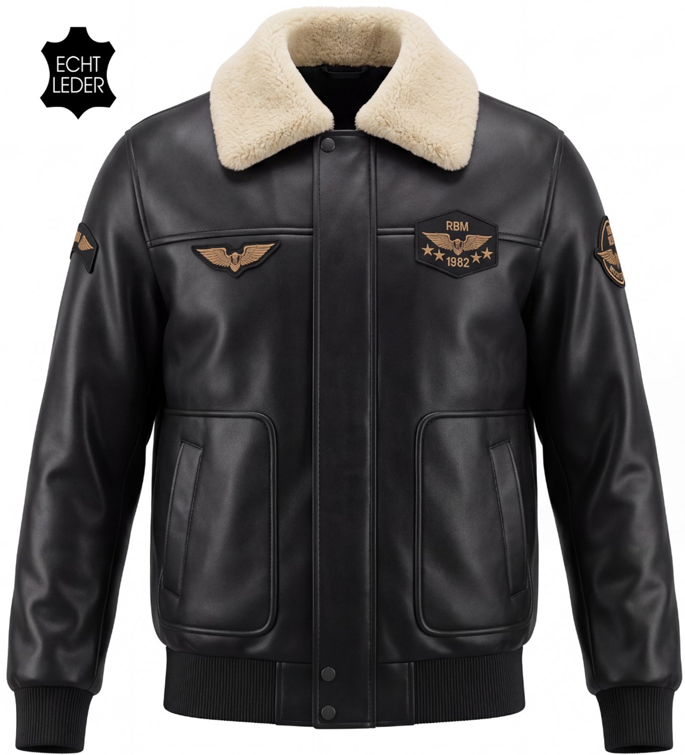 Vinto® Leren Jas Heren - 100% Echt Lams Leer - Winterjas - Biker Jack - Met Zakken en Binnenzak - Tussenjas - Winddicht - Zwart - Maat L
