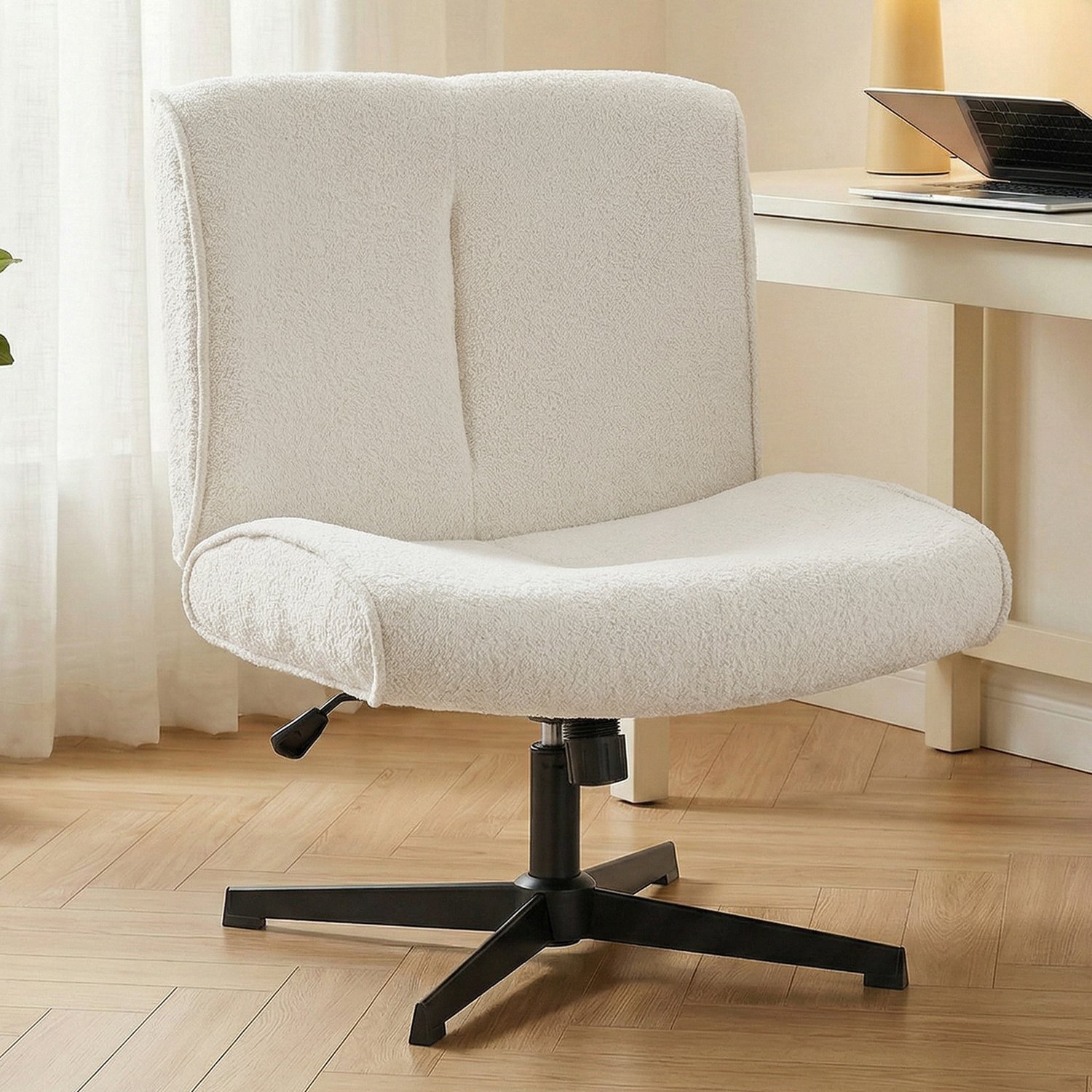 Homcom Draaifauteuil Hoogteverstelbaar 360 Graden - Accentstoel - Relaxstoel - Crèmewit