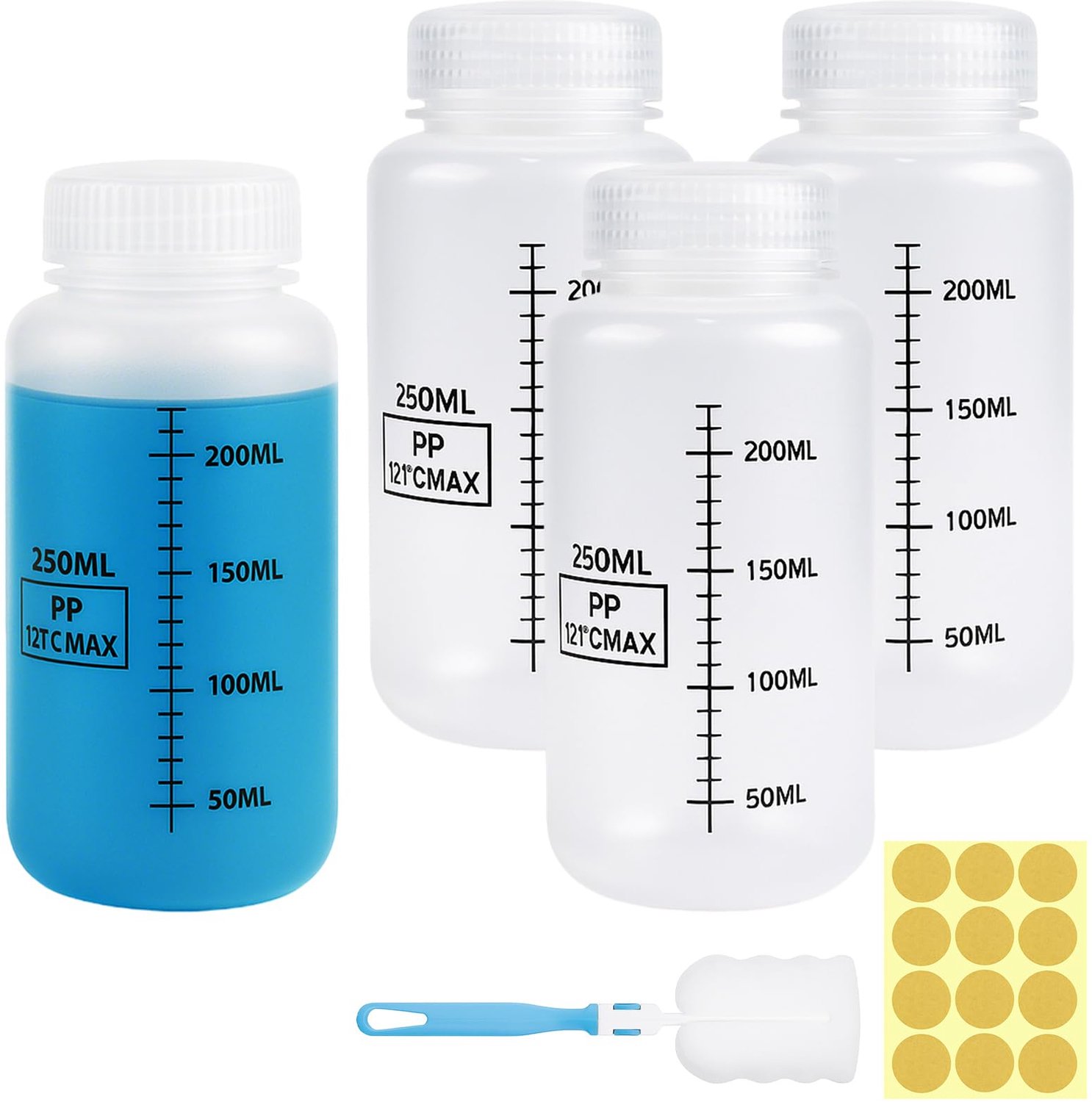 Set van 4 Transparante Plastic Testbuizen met Brede Opening
