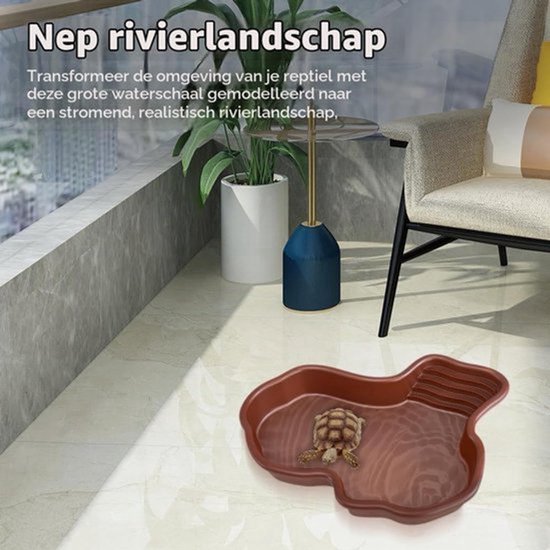 Schildpadwaterschaal, grote reptielenwaterschaal, reptielbadje, antislip, schildpadvoerbak, reptielenbak met helling, dierenbekken voor schildpadden, hagedissen, gekko — afbeelding 2