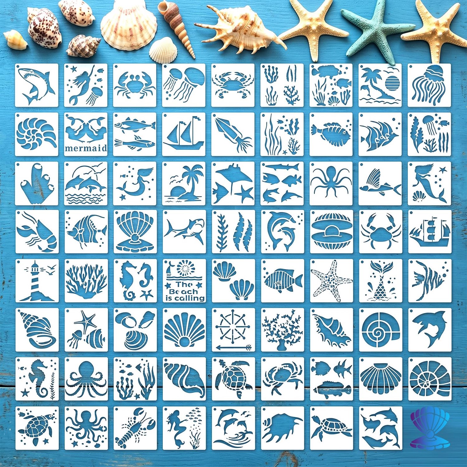Set van 56 Ocean Templates voor Creatieve Schilderprojecten
