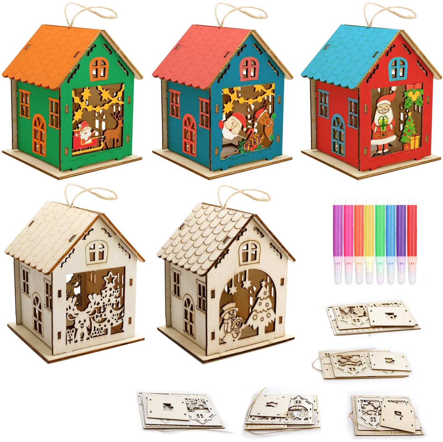 Kinder Kersthuis Schilder Set