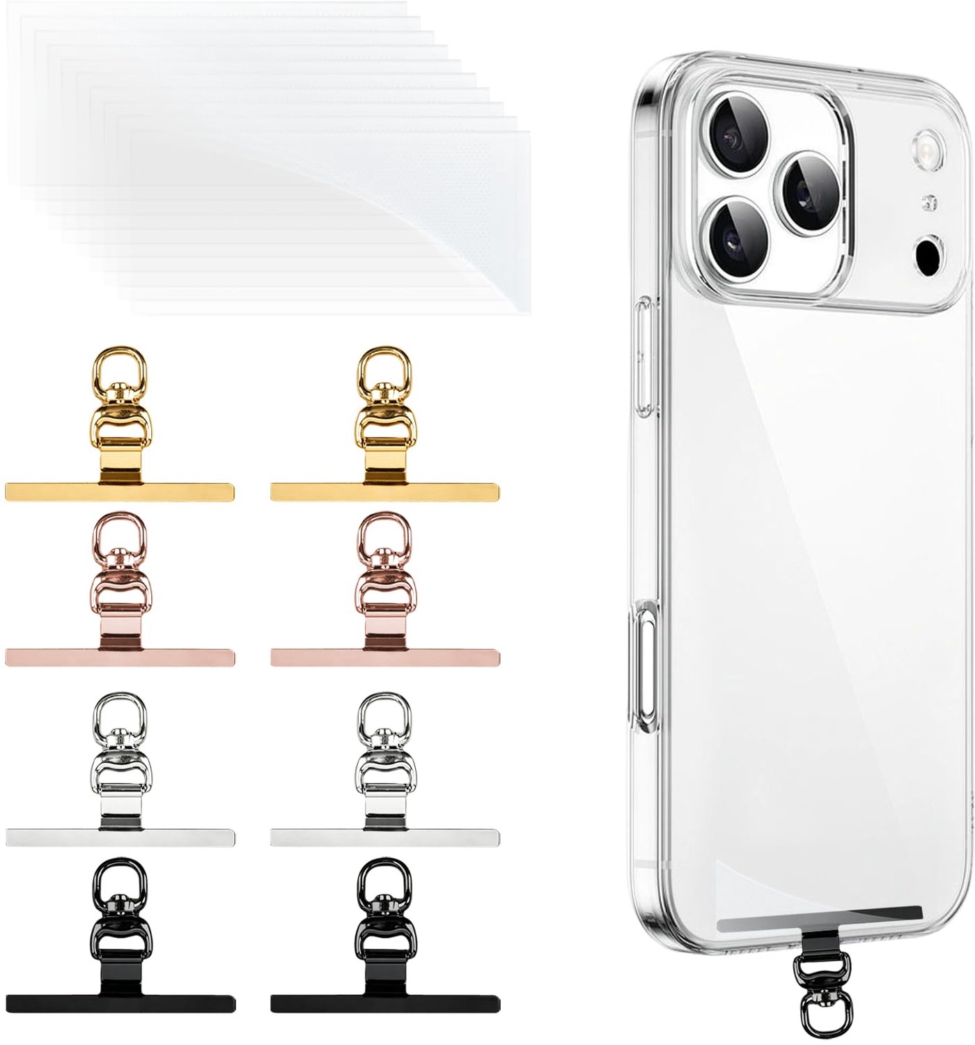Telefoon Tether Tags - 360° Rotatable Design - Zwart/Zilver/Goud/Roze Goud