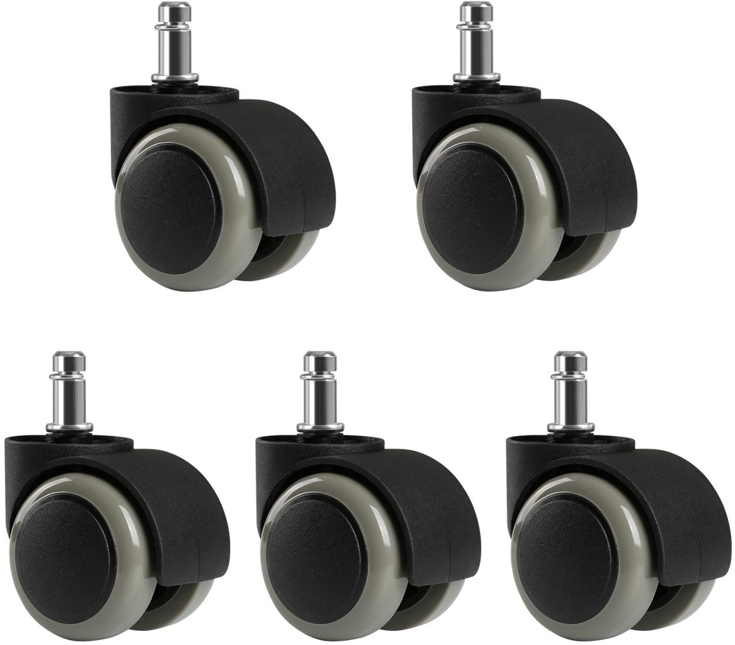 5Pcs Vervangende Rollen voor Kantoorstoelen met 11mm Pinnen en Vloerbescherming