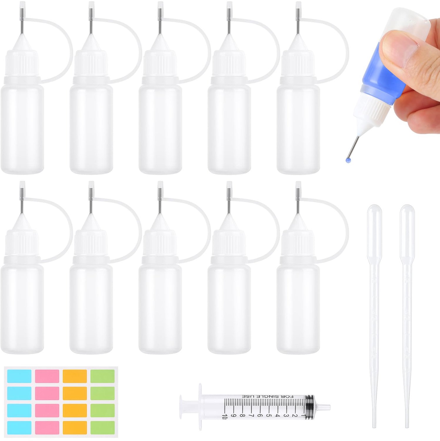 10 x 10 ml Doseringsflessen met Naaldtip - Perfect voor Creatief Gebruik