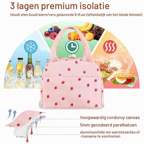 Lunchtassen voor vrouwen geïsoleerde koeltas lunchtas volwassenen verpakte lunchbox draagtas leuke dames lunchtassen voor werk picknick reizen roze preppy spullen cadeaus voor dochter — afbeelding 4