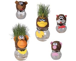 Set van 4 Grascups met Grappige Dierenkoppen