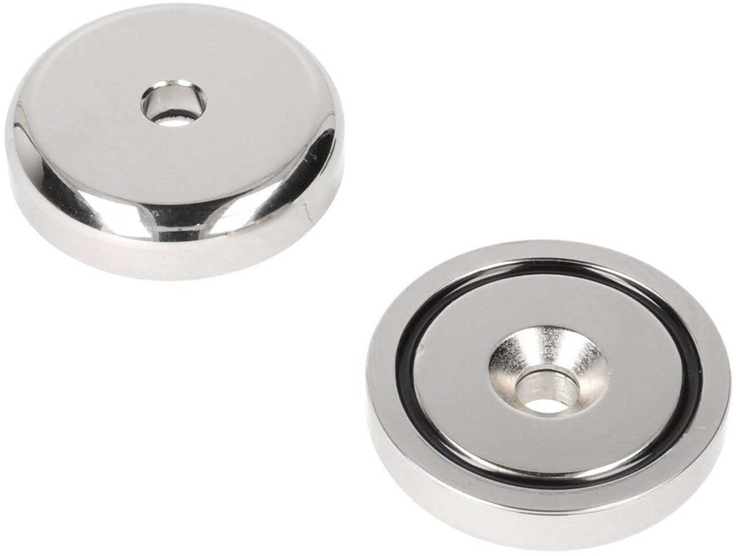 Neodymium Potmagneet Ø48 x 10,5 mm N40 NiCuNi boor-/verzinkgat – 2 stuks
