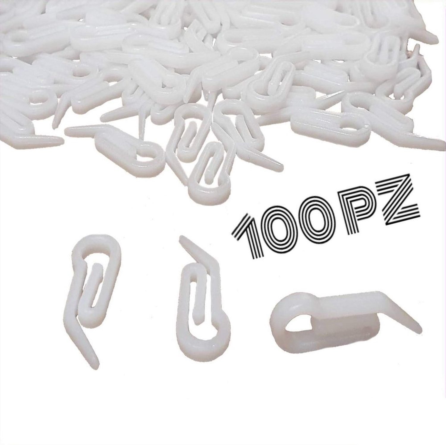 Set van 100 Versterkte Gordijnhaken - Wit Kunststof