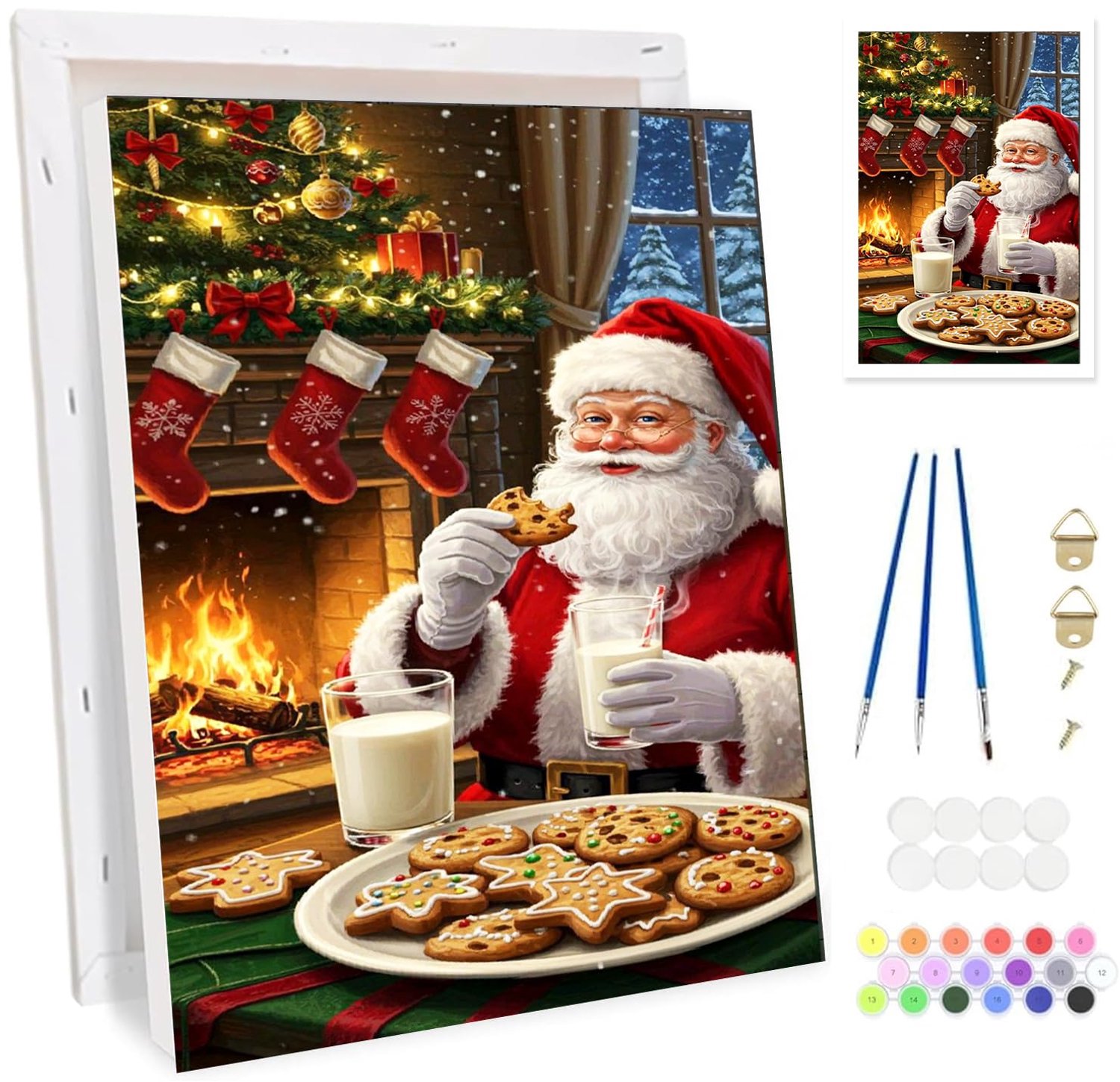 Verf op Nummer Kit Kerstman - Canvas DIY