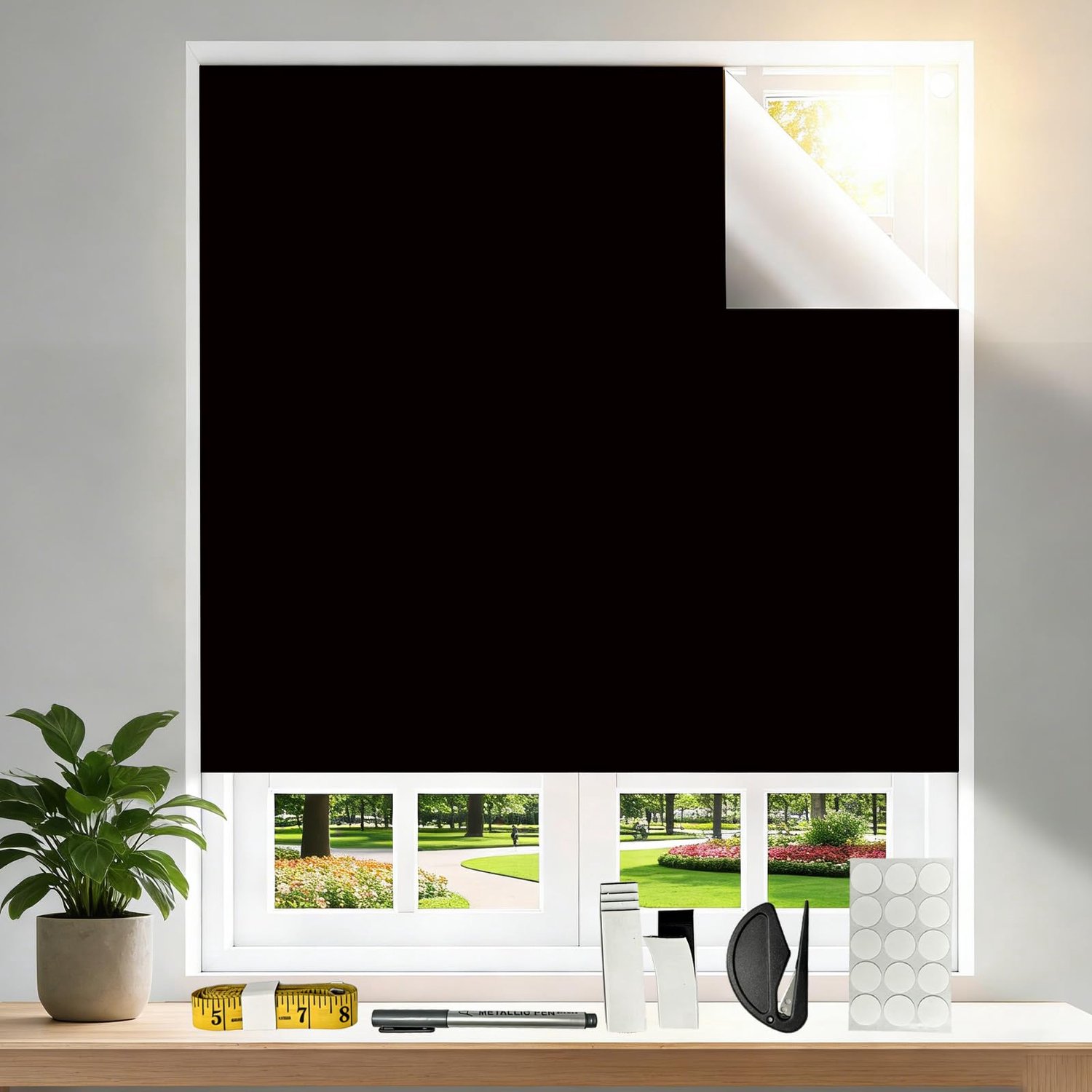 Blackout Rolluik zonder Boren, 300 x 145 cm - Draagbaar 100% Blackout Gordijn