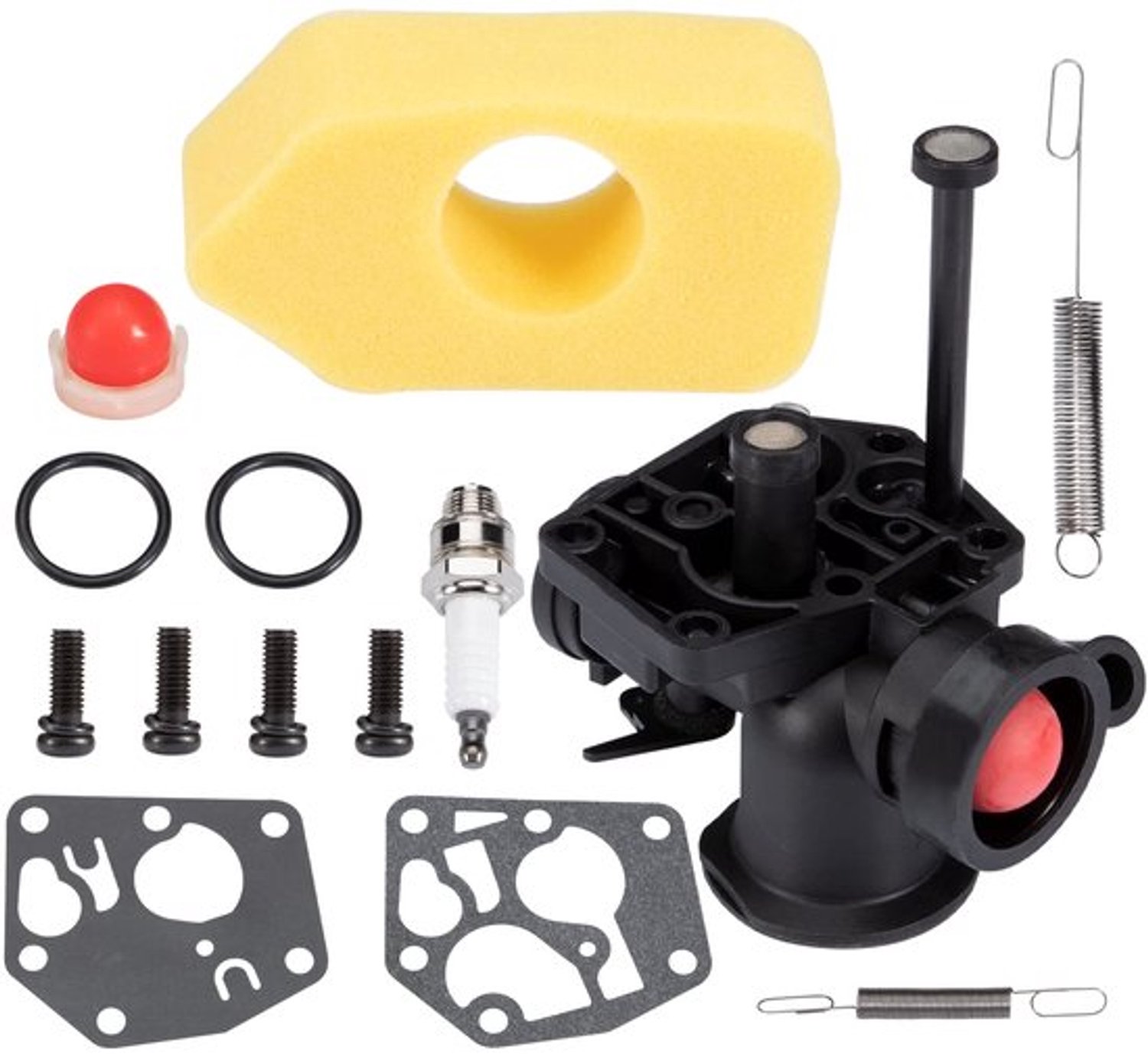 Carburateur kit voor grasmaaiers voor, met luchtfilter, schroeven, regelveer, membraan, brandstofpomp, bougie # 499809 498809A 494406