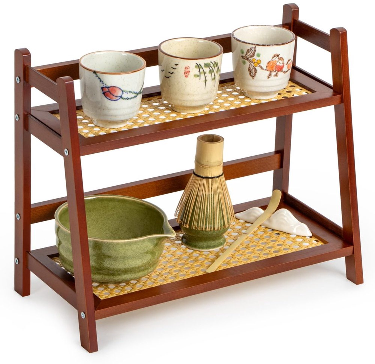 Rattan Look Organizer - 2-Laags Koffie en Thee Accessoire - Bruin