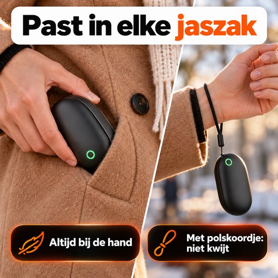Twenty4seven® Handwarmers Oplaadbaar 5000 mAh - Magnetische Handverwarmer Herbruikbaar met 3 Warmtestanden en USB-C - Warme Handen op de Fiets & Buiten — cadeau in Sport & Outdoor - foto 5