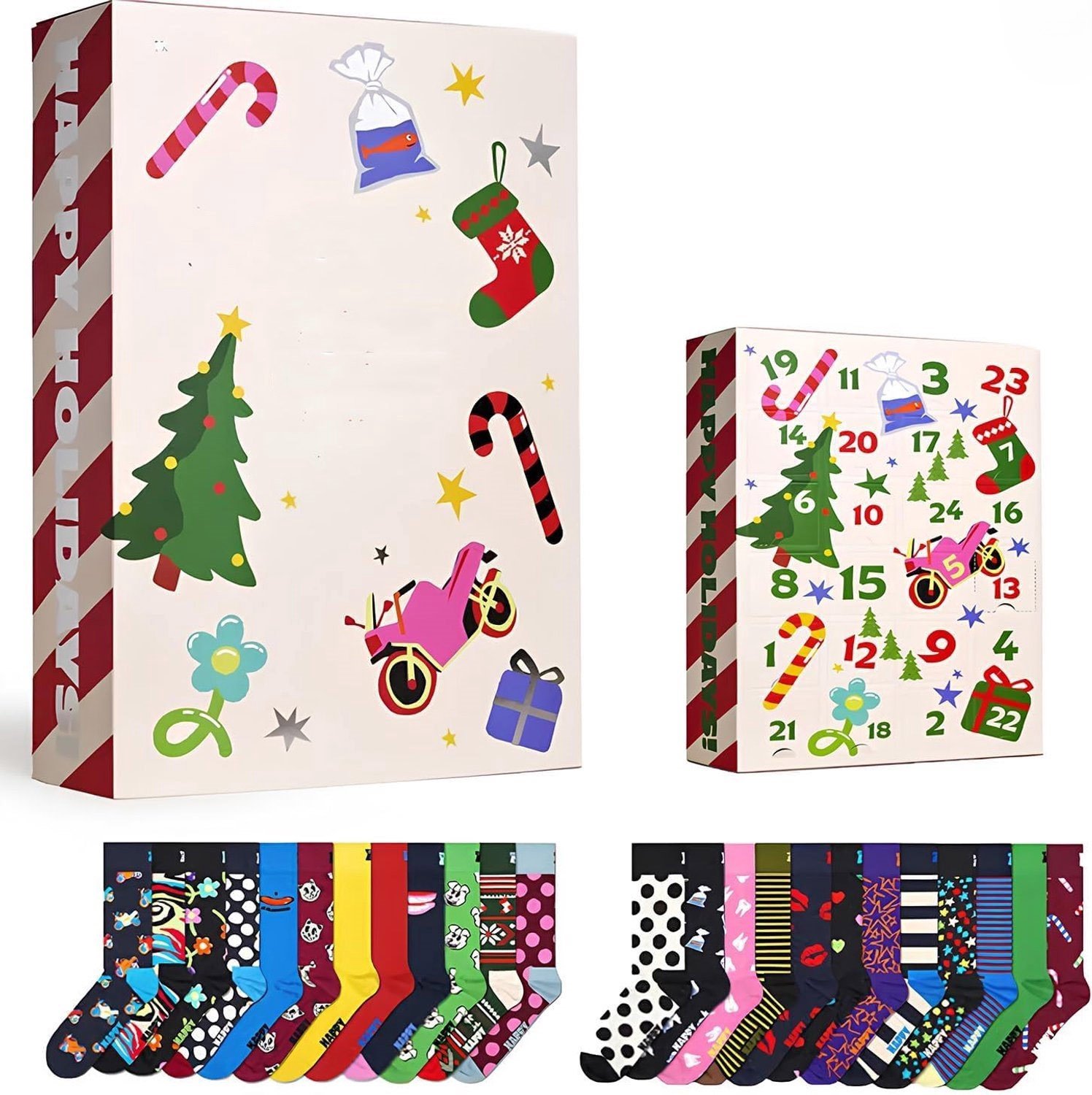 adventskalender 2026 - adventskalender - aftelkalender voor kerst - Unisex kerstsokken-aftelkalender 24 paar - – Verrassingscadeau voor de kerstperiode- vakantie-aftelkalender cadeaus