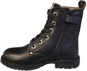 Zwarte leren Develab bikerboot met rits aan de zijkant en veters met glitters.