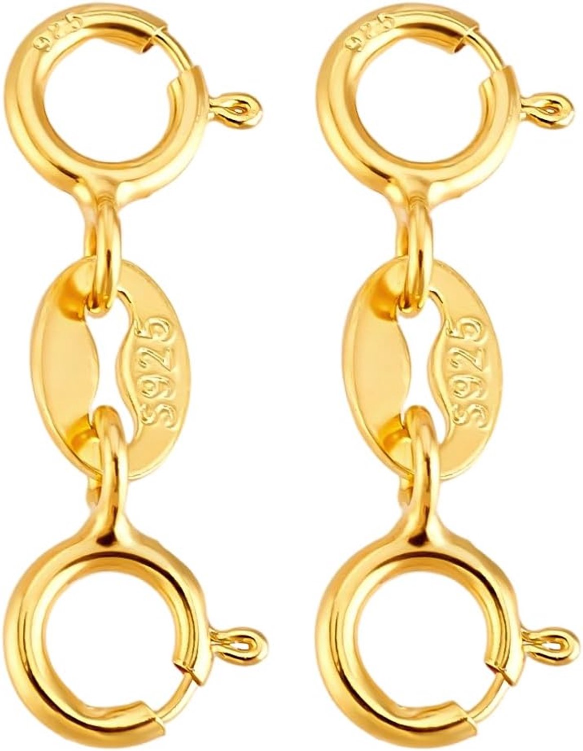 Dubbele veerring 0,71 inch - 2 stuks 925 sterling zilver - 24K verguld - Perfect voor sieradenmontage - Vemera