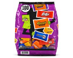 Tobeyz's Halloween Snoep Assortiment - 100 Stuks (1.28 kg) - Amerikaanse Chocolademix met Reese's, KitKat, Milk Duds & Almond Joy - Uitdeelsnoep voor Trick or Treat & Feestjes