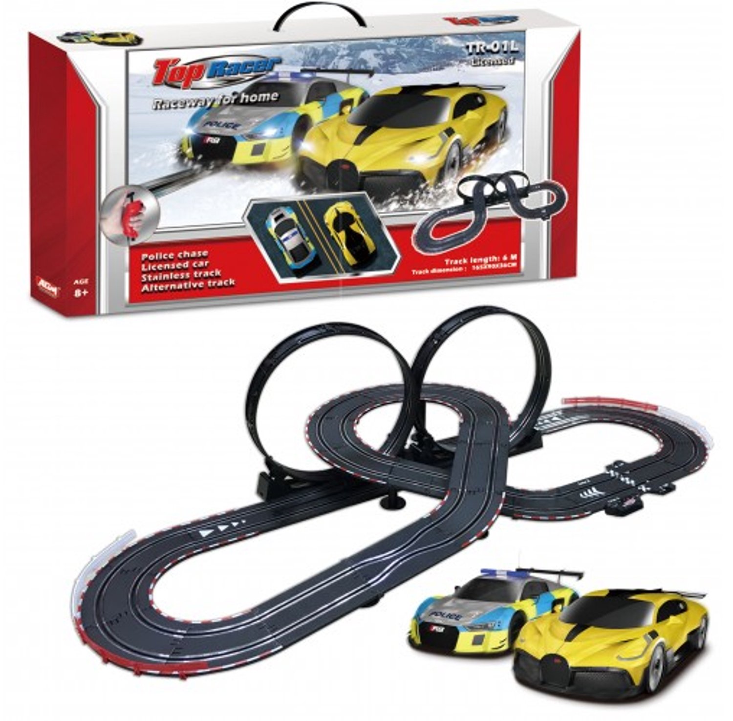 Racebaan met Audi & Bugatti auto's, 6m, inclusief controllers