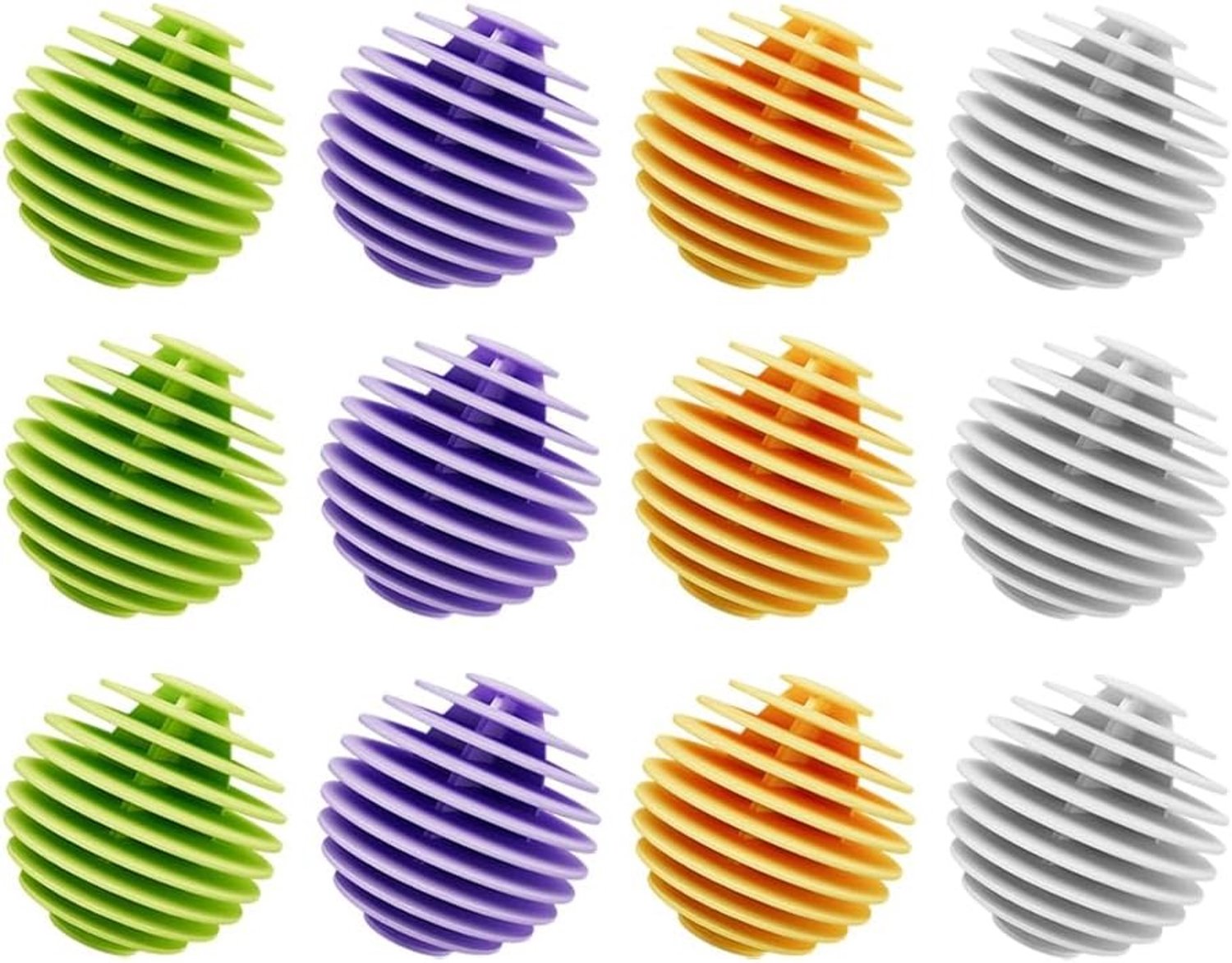 Wasballen voor wasmachine - 12 stuks rubberen ballen, drogerballen en reinigingsballen voor kleding in 4 kleuren