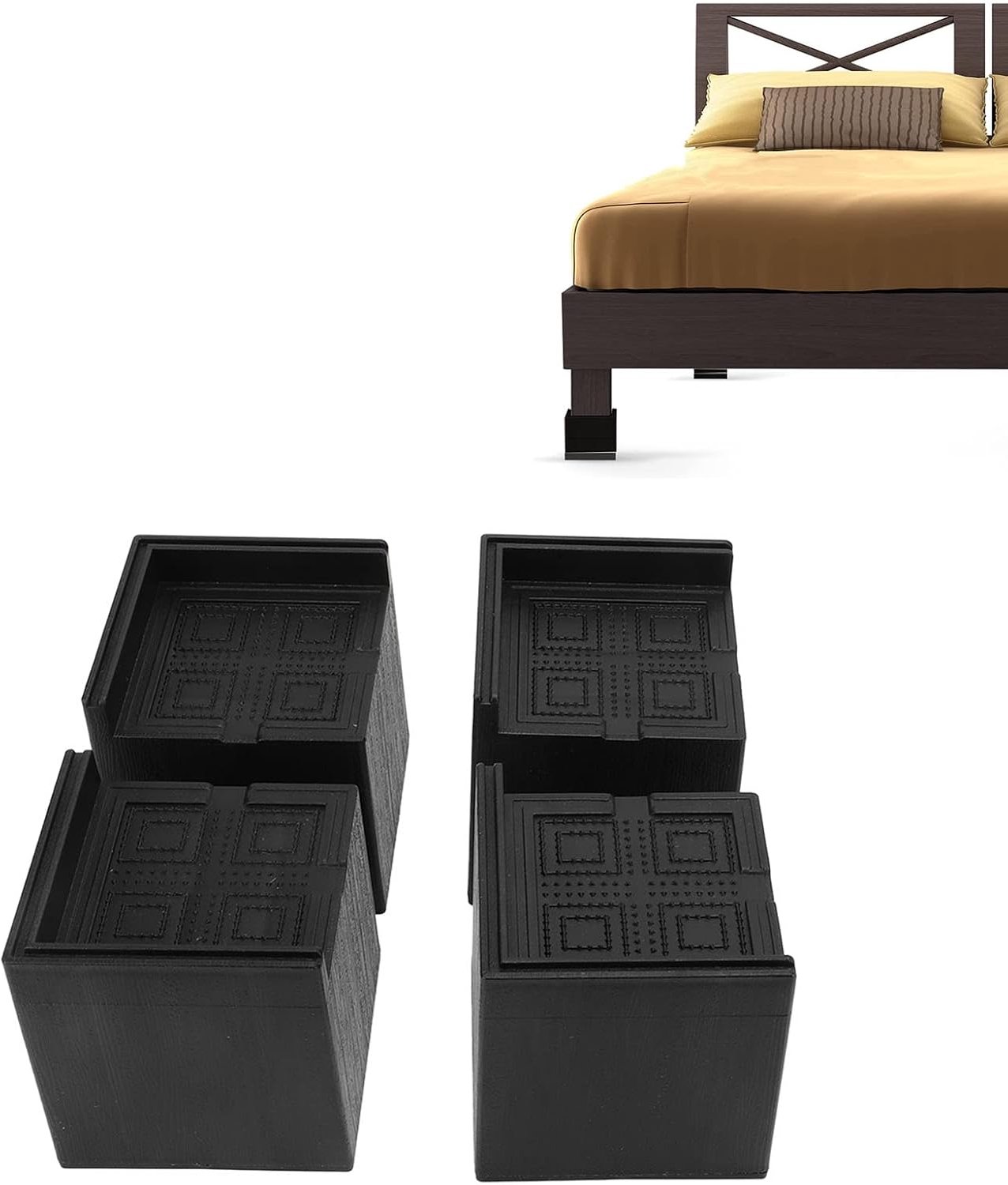 Meubelverhogingen 4 stuks - vierkante robuuste verhogingen - verhoogt bank en tafel - optimaliseert slaapervaring - ShopVlot